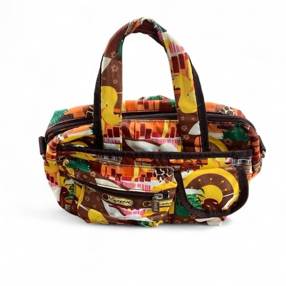 Lesportsac vintage mini duffle purse brown sunset beach mod retro mini purse